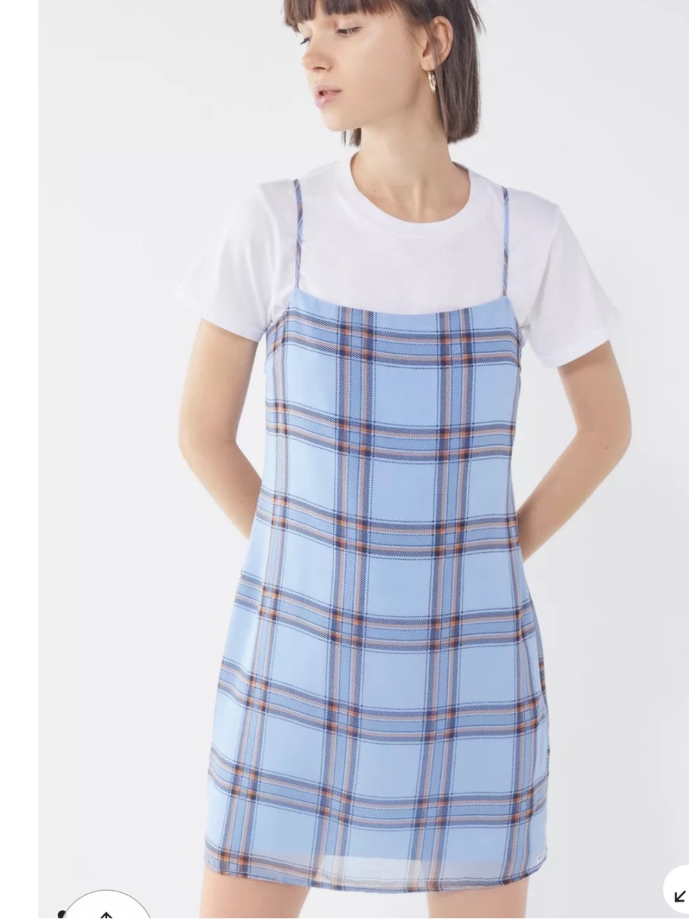 GUESS UO Exclusive Plaid Mini Slip Blue Dress Size